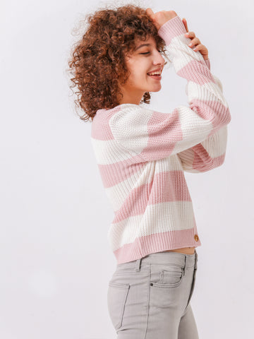 Stripe Ribbed Knit Sweater Cardigan
